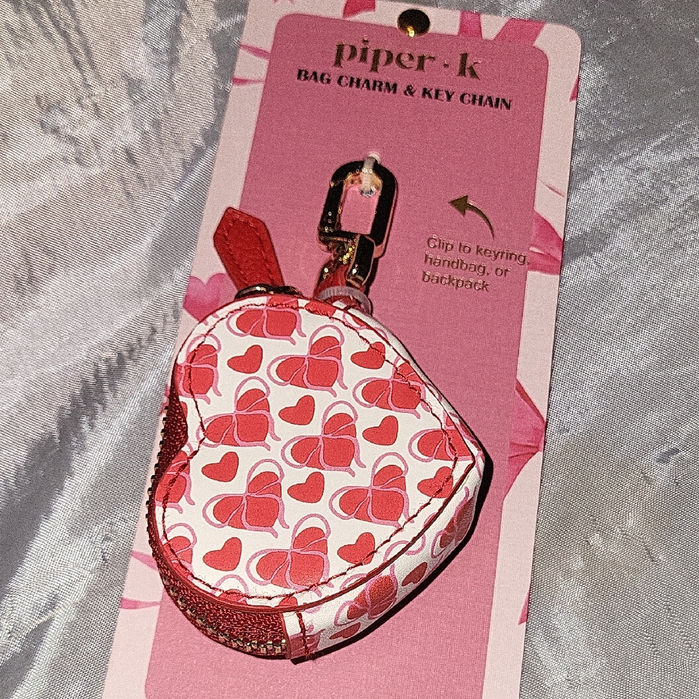 Piper K Heart Bag Charm Key Chain Brand New Ti Rt LS